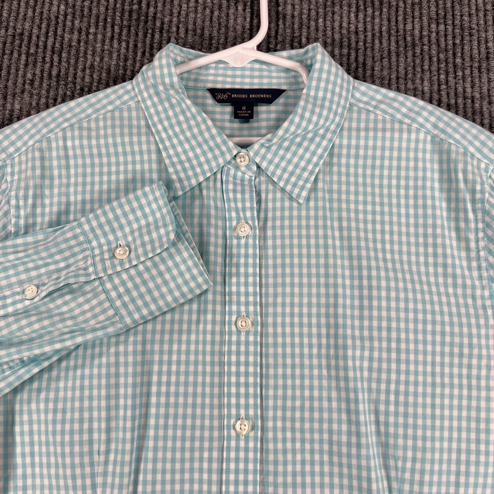 Brooks Brothers Shirt Girls Size 8 Blue Check Long Sleeve Button Up Casual - Picture 4 of 13